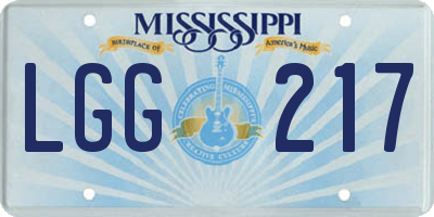 MS license plate LGG217