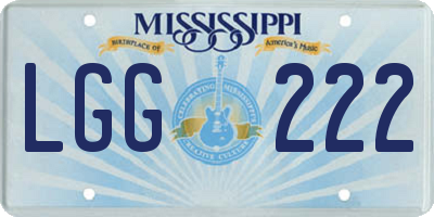 MS license plate LGG222