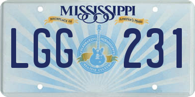 MS license plate LGG231