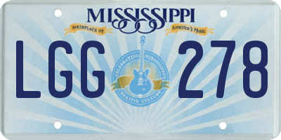 MS license plate LGG278