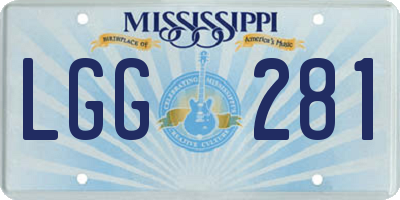 MS license plate LGG281