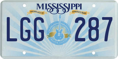 MS license plate LGG287