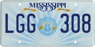 MS license plate LGG308