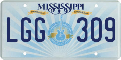 MS license plate LGG309