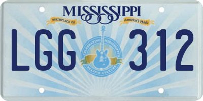 MS license plate LGG312