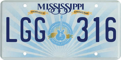 MS license plate LGG316