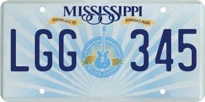 MS license plate LGG345