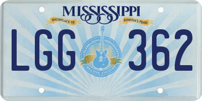 MS license plate LGG362