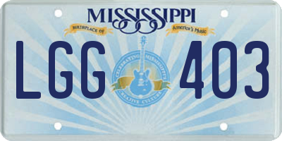 MS license plate LGG403