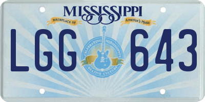 MS license plate LGG643