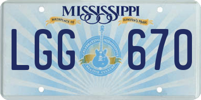 MS license plate LGG670