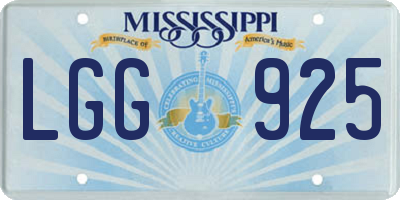 MS license plate LGG925