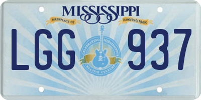 MS license plate LGG937
