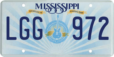 MS license plate LGG972