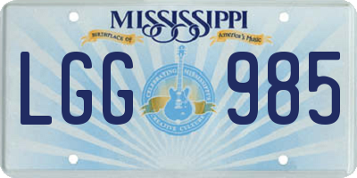 MS license plate LGG985