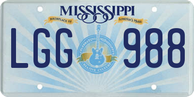 MS license plate LGG988