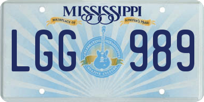 MS license plate LGG989