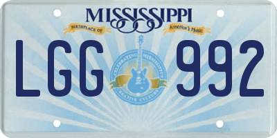 MS license plate LGG992