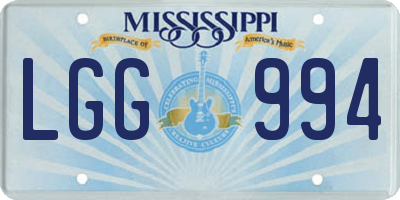 MS license plate LGG994