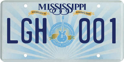 MS license plate LGH001