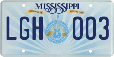 MS license plate LGH003