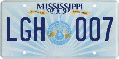MS license plate LGH007