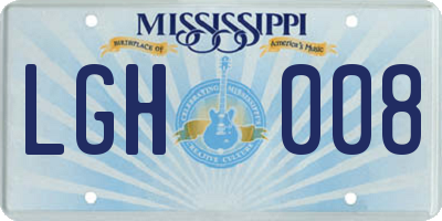 MS license plate LGH008