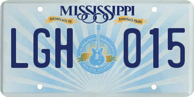 MS license plate LGH015