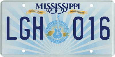 MS license plate LGH016
