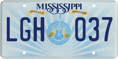 MS license plate LGH037