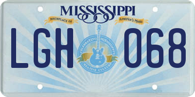 MS license plate LGH068