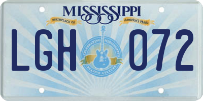 MS license plate LGH072
