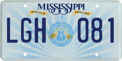 MS license plate LGH081