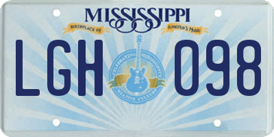 MS license plate LGH098