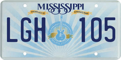 MS license plate LGH105