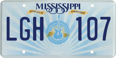 MS license plate LGH107