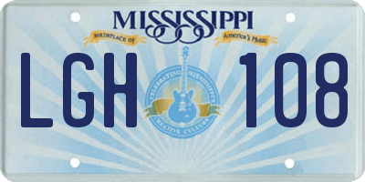 MS license plate LGH108