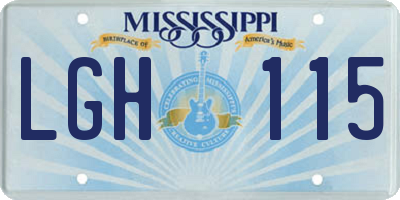 MS license plate LGH115