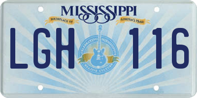 MS license plate LGH116