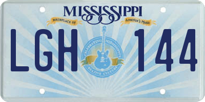 MS license plate LGH144