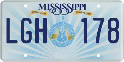 MS license plate LGH178