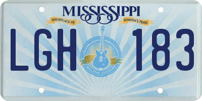 MS license plate LGH183