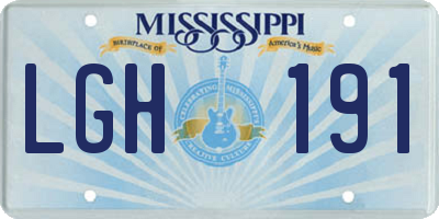 MS license plate LGH191
