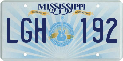 MS license plate LGH192