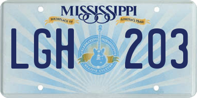 MS license plate LGH203