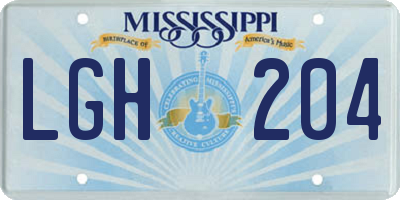 MS license plate LGH204