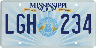 MS license plate LGH234