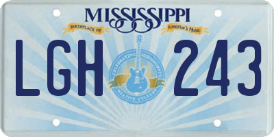 MS license plate LGH243