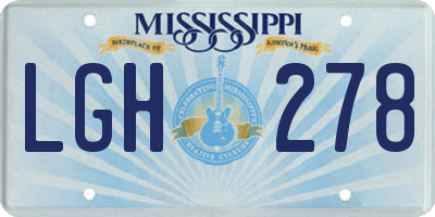 MS license plate LGH278