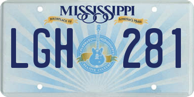 MS license plate LGH281